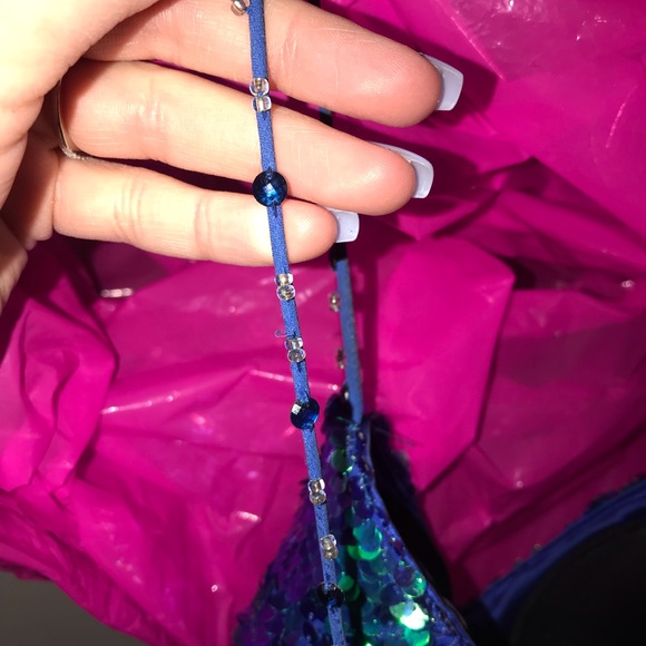 MoriLee by Madeline Gardner Sequin Blue/Green Prom - Picture 4 of 6